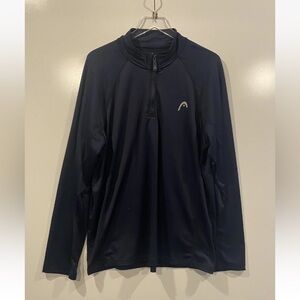 Head Tennis Navy Blue Athletic Quarter Zip Long Sleeve Sweatshirt‎ Mens XL